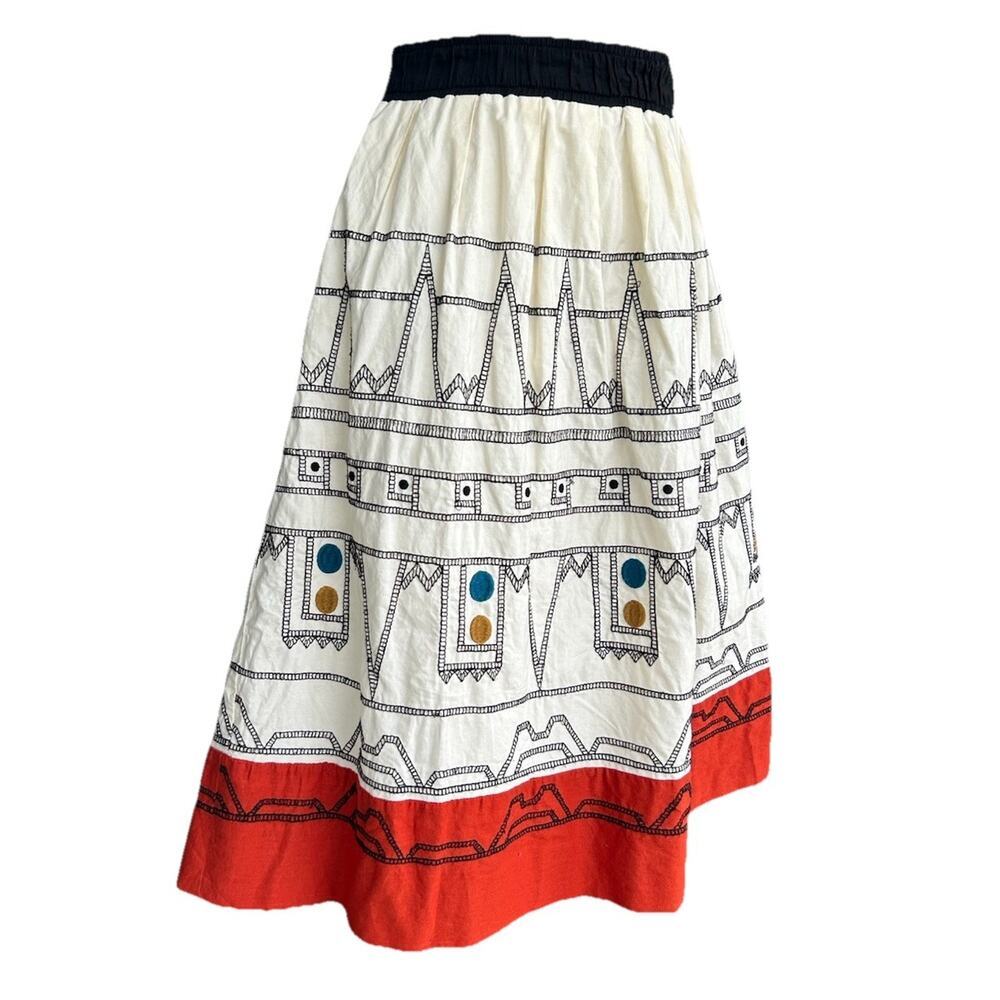 Anthropologie Edme & Esyllte Mendoza Codex Embroidered Skirt Sz 6 Boho Festival - Picture 2 of 10